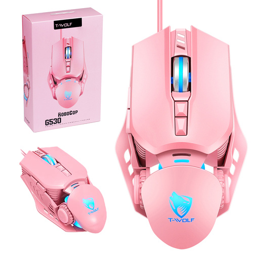 G530 | Růžová herní počítačová myš, drátová, optická, USB | RGB LED podsvícení | 1200-6400 DPI, 7 tlačítek