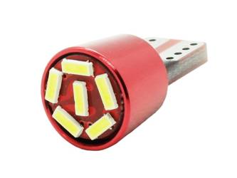 Car LED bulb W5W T10 6 SMD 3014 RED FRONT CAN BUS