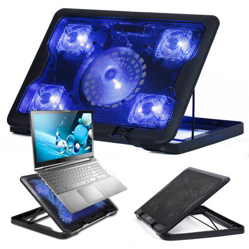 C5-Black | Laptop cooling stand 12-17 "| 5 fans | USB Hub | LED
