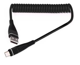 AM32 | Typ-C 1M | USB-Spiralkabel zum Aufladen des Telefons | Schnellladung 3.0 2.4A