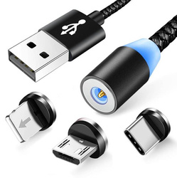 AM23 | 3 az 1-ben 2M | Mágneses USB töltőkábel a telefonhoz | Gyorstöltés 3.0 2.4A