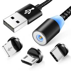 AM23 | 3w1 1M | Magnetyczny kabel USB do ładowania telefonu | Quick Charge 3.0 2.4A