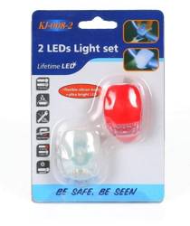 BL-01 | Para lampek LED do roweru | silikonowa obudowa, uniwersalne mocowanie | Zestaw składa się z 2 sztuk - biała + czerwona 