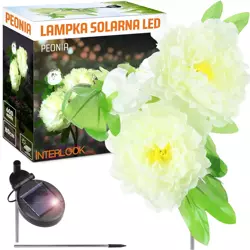 FLD-10-WHITE | Kwiatek solarny | Ogrodowa lampa solarna LED Peonia biała | 80 cm, 600 mAh