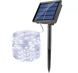 FLD-200LED-WC | Girlanda solarna, lampa ogrodowa wbijana | 200 diod LED, 20m | biały zimny