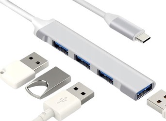HUB | Rozdzielacz USB-C na 4x USB-A | adapter, rozgałęźnik typ C 4w1