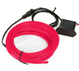 Zestaw El Wire Różowy 5M - Światłowód Ambient Light EL Wire z dołączonym inverterem 12V