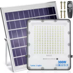 Zestaw Naświetlacz LED 300W + Panel solarny 6V/18W z pilotem | 5000lm, 12000mAh, IP66