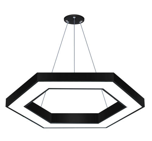 LPL-002 | Lampa sufitowa wisząca LED 60W | heksagon | aluminium | CCD niemrugająca | Φ100x6