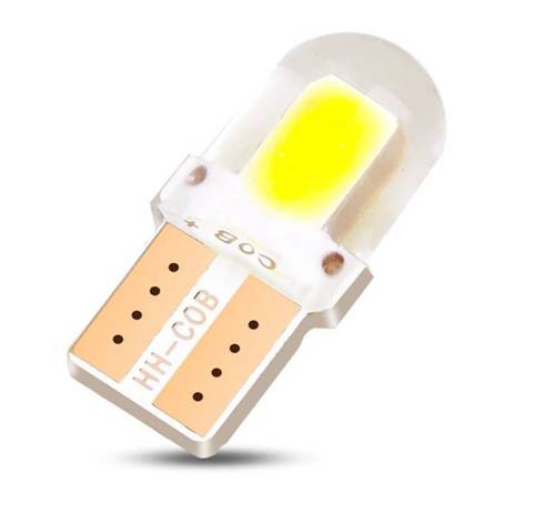Żarówka LED W5W T10 2 COB 4-Chip Silikon | krótka - 24 mm