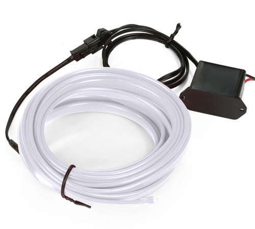 Zestaw El Wire Biały zimny 10M - Światłowód Ambient Light EL Wire z odzielnym inverterem 12V