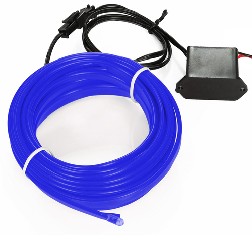 Zestaw El Wire Niebieski 1M - Światłowód Ambient Light EL Wire z dołączonym inverterem 12V